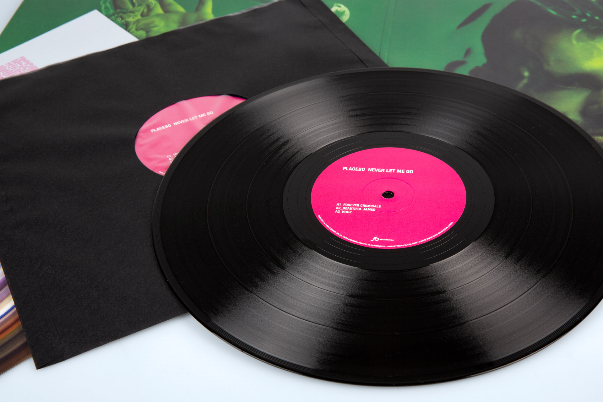 Placebo - Never Let Me Go. Groove Attack | Elevator Lady: Black 12inch vinyl records in double gatefold with black inner sleeves